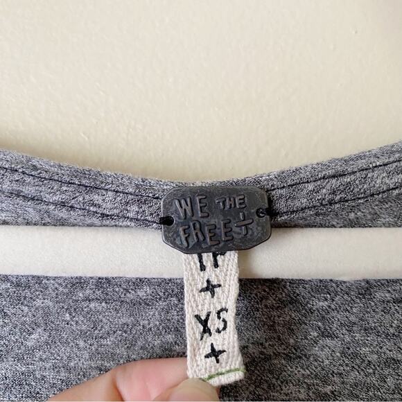 Free People | Cloud Nine Relaxed Tee Heathered Scoop Neck Long Sleeves Gray XS - Picture 4 of 8